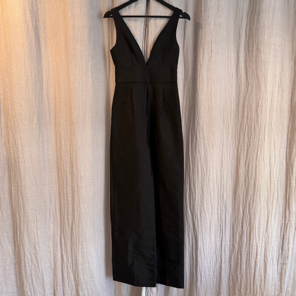 Blaque Label Black Deep V-Neck Sleeveless Wide Leg Jumpsuit BQD1002 XS